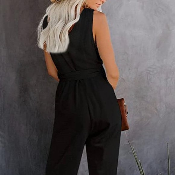 Lovezeset Women's V Neck Button Down Tank Romper - Picture 3 of 3